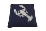 Navy Blue and White Lobster Pillow 16""