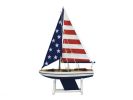 Wooden Decorative Sailboat Model with USA Flag Sails 12""