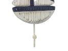 Wooden Rustic Decorative Blue and White Sailboat with Hook 7&quot;
