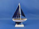 Wooden Blue Pacific Sailer with Blue Sails Model Sailboat Decoration 9""