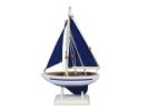 Wooden Blue Pacific Sailer with Blue Sails Model Sailboat Decoration 9""