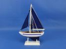 Wooden Blue Sailboat with Blue Sails Christmas Tree Ornament 9""