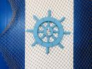 Light Blue Decorative Ship Wheel with Pelican 12""