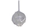 Clear Japanese Glass Ball Fishing Float With White Netting Decoration 4""