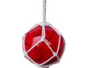 Red Japanese Glass Ball Fishing Float With White Netting Decoration 4""