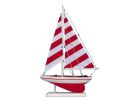 Wooden Red Striped Pacific Sailer Model Sailboat Decoration 17""