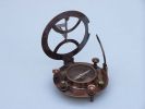 Antique Copper Round Sundial Compass with Rosewood Box 6&quot;