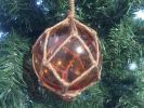 Orange Japanese Glass Ball Fishing Float Decoration Christmas Ornament 4&quot;