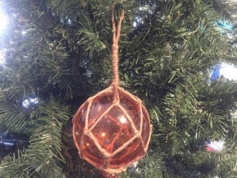 Orange Japanese Glass Ball Fishing Float Decoration Christmas Ornament 4&quot;