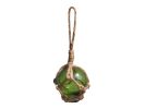 Green Japanese Glass Ball Fishing Float With Brown Netting Decoration 2""