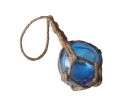 Light Blue Japanese Glass Ball Fishing Float With Brown Netting Decoration 2""