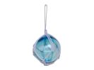 Light Blue Japanese Glass Ball With White Netting Christmas Ornament 3&quot;