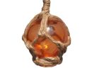 Orange Japanese Glass Ball Fishing Float With Brown Netting Decoration 2""