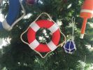 Vibrant Red Decorative Lifering With White Bands Christmas Ornament 6&quot;