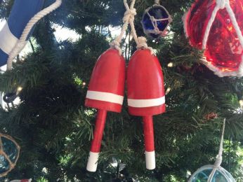 Wooden Red Decorative Maine Lobster Trap Buoys Christmas Ornament 7&quot;