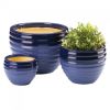 Two-Tone Blue Ceramic Planter Set