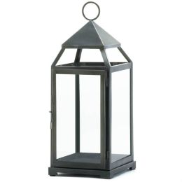 Brushed Silver Modern Candle Lantern - 18 inches