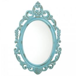 Baby Blue Royal Crown Wood Wall Mirror