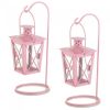 Hanging Railroad Lanterns Pair - Pink