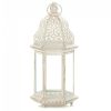 Vintage-Look White Candle Lantern - 16 inches