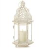Vintage-Look White Candle Lantern - 12 inches