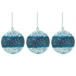 Christmas Ornament Set - Blue and White Beads