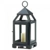 Contemporary Black Candle Lantern - 9 inches