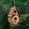 Wood Log Cabin Bird House with Round Front