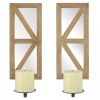 Mirrored Candle Sconce Set with Wood Frames