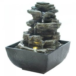 Multi-Level Tiered Rocks Lighted Tabletop Fountain