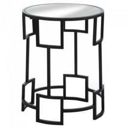 Modern Geometric Mirror-Top Round Side Table
