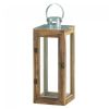 Square Wood Candle Lantern with Metal Top - 16 inches