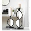 Half-Circle Mirrored Candle Holder - Double