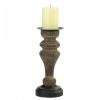 Antique-Style Wood Pillar Candle Holder - 12 inches