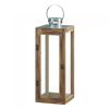 Square Wood Candle Lantern with Metal Top - 19.5 inches