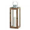 Square Wood Candle Lantern with Metal Top - 19.5 inches