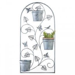 Butterfly Trellis Wall Planter with Metal Pots