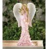 Solar Light-Up Pink Rose Angel Garden Statue