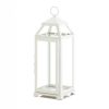 Country White Open Top Metal Candle Lantern - 16 inches