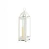 Country White Open Top Metal Candle Lantern - 13 inches