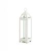 Country White Open Top Metal Candle Lantern - 13 inches