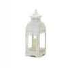 Victorian Style Square White Candle Lantern - 13 inches