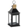 Glossy Black Metal Candle Lantern - 14.25 inches