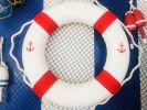 Classic White Decorative Anchor Lifering with Red Bands 20""
