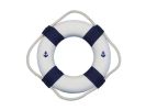 Classic White Decorative Anchor Lifering With Blue Bands 6""