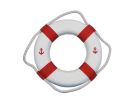 Classic White Decorative Anchor Lifering With Red Bands 10""