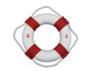 Classic White Decorative Anchor Lifering With Red Bands 6""