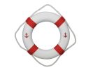 Classic White Decorative Anchor Lifering with Red Bands 20""
