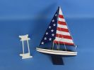 Wooden Decorative Sailboat Model with USA Flag Sails 12""
