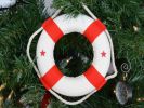 White Lifering with Red Bands Christmas Tree Ornament 6""